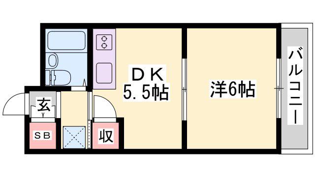 サンハイツ多井田(1DK/4階)の間取り写真