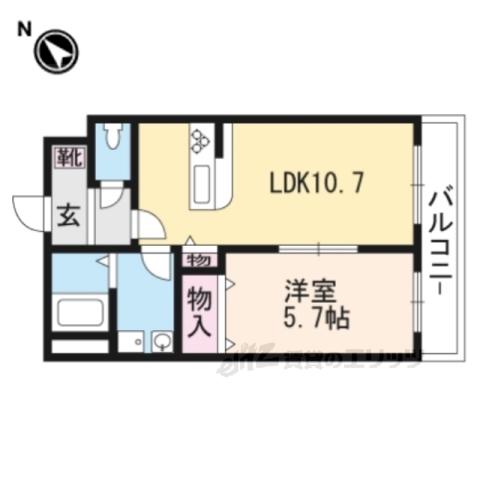 ミモザコート(1LDK/1階)の間取り写真