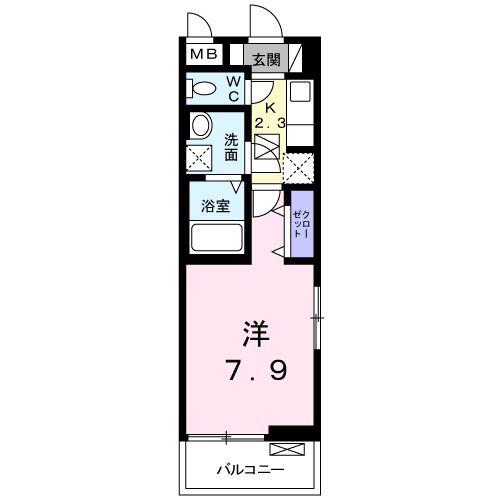 ルミナス(1K/1階)の間取り写真