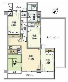 エクレール和光(4LDK/4階)の間取り写真
