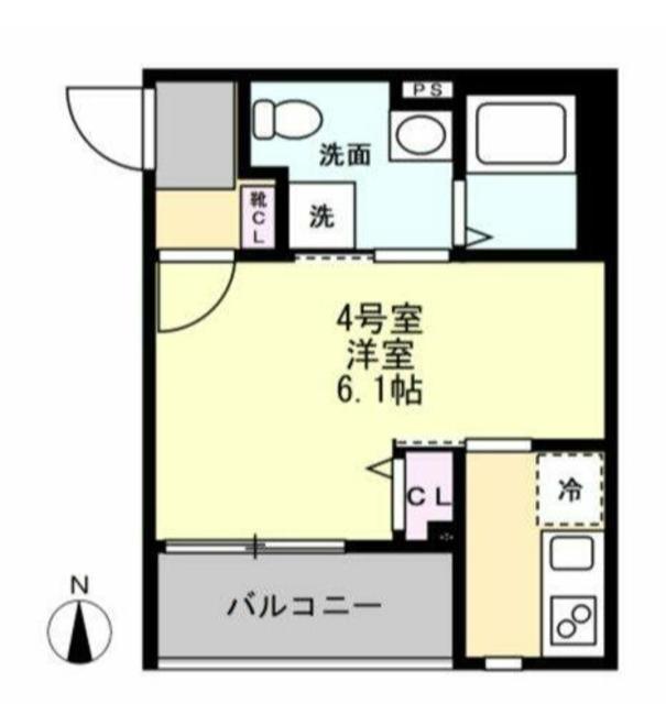 ベイルーム東本厚木(1K/1階)の間取り写真