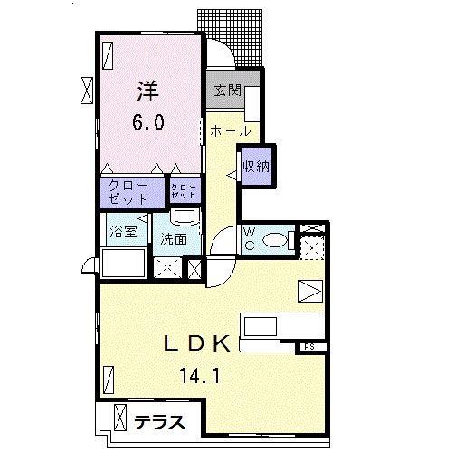 ラフレシール(1LDK/1階)の間取り写真