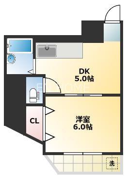 パルテール夕陽ヶ丘(1DK/3階)の間取り写真