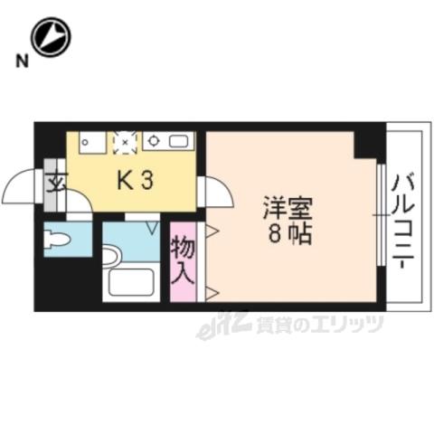 グッドライフ南草津1(1K/4階)の間取り写真