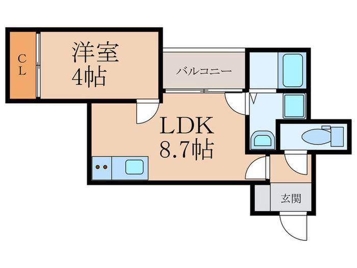 ジゼル下曽根(1LDK/1階)の間取り写真
