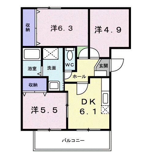 クレールメゾン(3DK/1階)の間取り写真