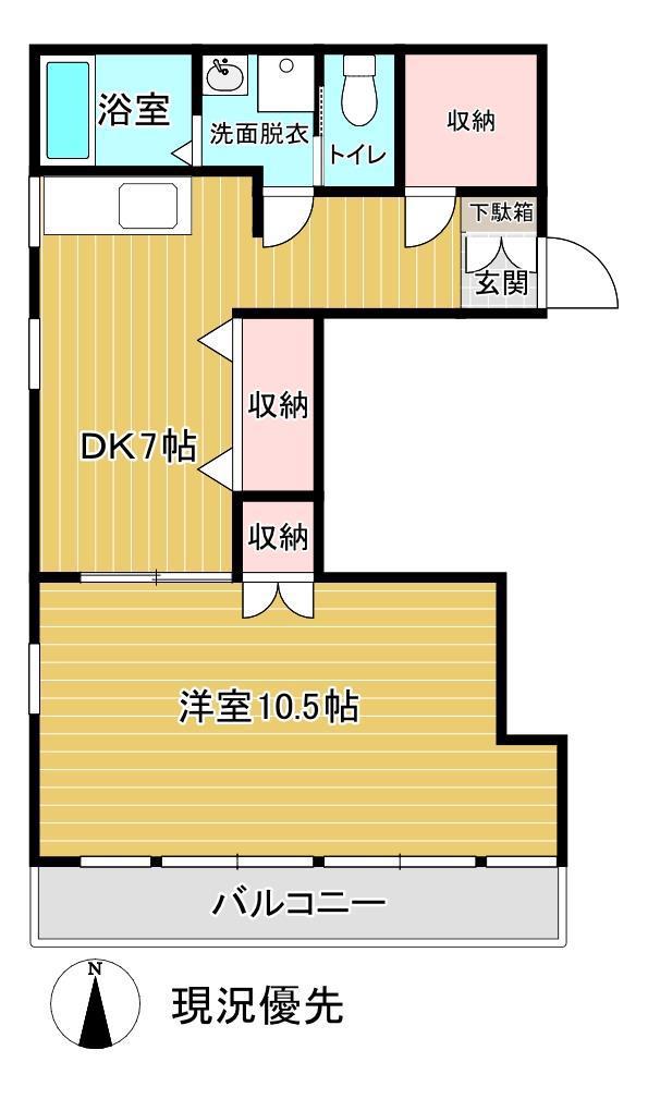 レジデンス城南(1DK/2階)の間取り写真
