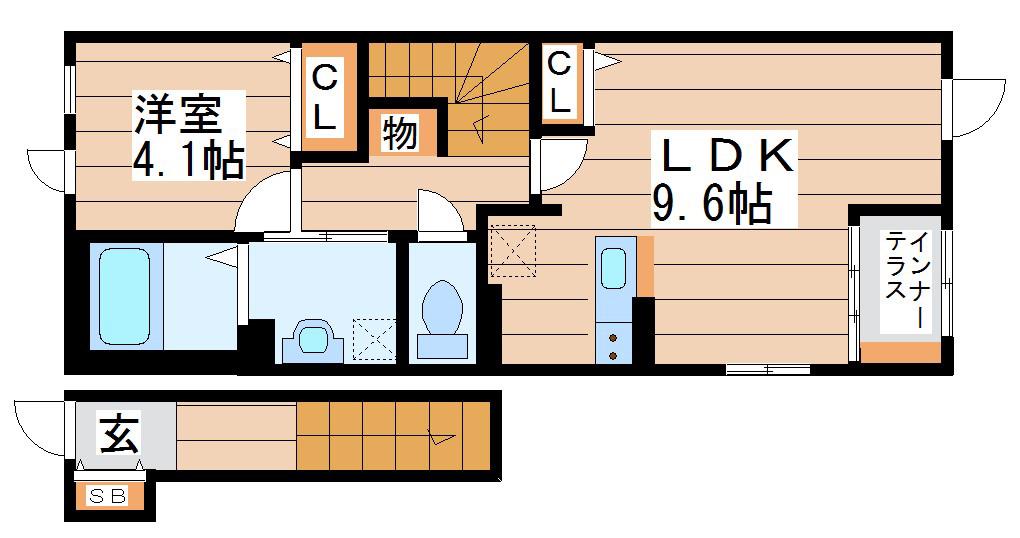 リラハイツ宮町(1LDK/2階)の間取り写真