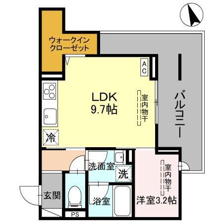 TORISIAS三峯(1LDK/2階)の間取り写真