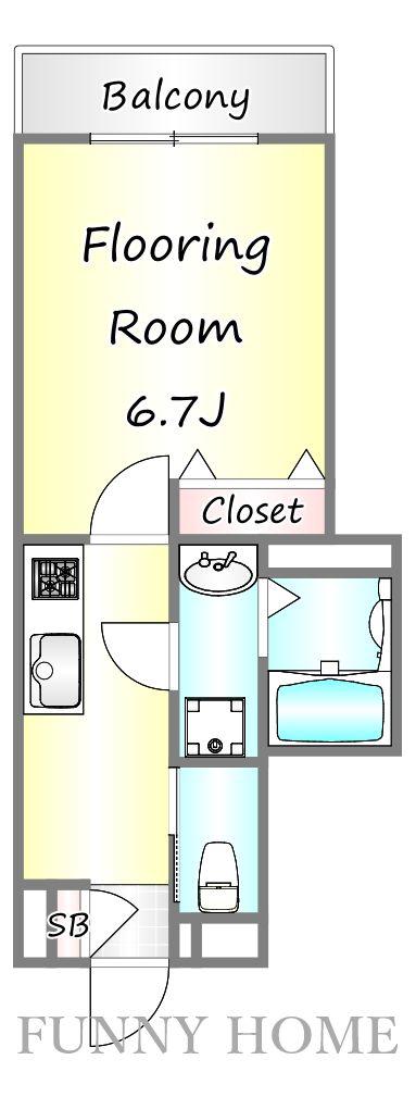 ヒルコート常盤松(1K/2階)の間取り写真