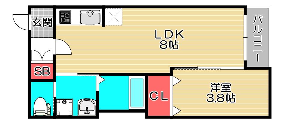 H-MAISON大正IV(1LDK/3階)の間取り写真