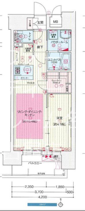 プレサンス久屋大通セントラルパーク(1LDK/2階)の間取り写真
