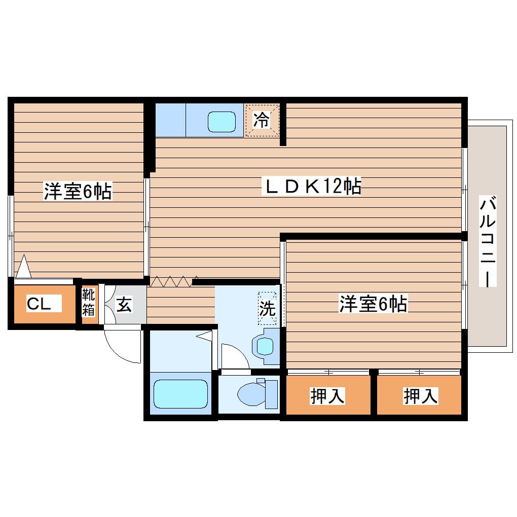 カントリーハウス(2LDK/2階)の間取り写真