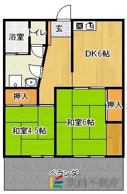 下大利駅前ビル(2DK/3階)の間取り写真