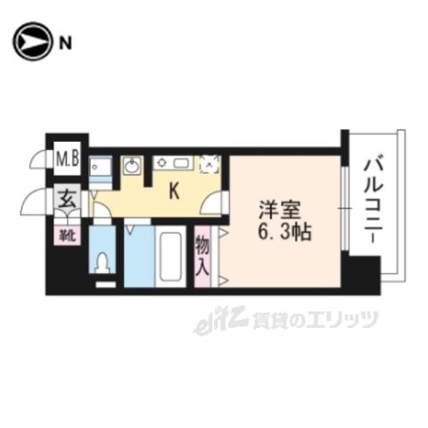 アクロス京都西大路401(1K/4階)の間取り写真
