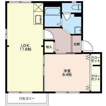 フレグランス井澤 B(1LDK/2階)の間取り写真