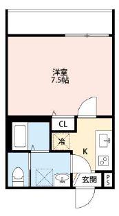 CRECIA馬橋(1K/2階)の間取り写真