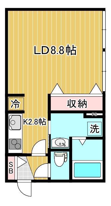 DIORMOND(1K/2階)の間取り写真