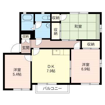 ローゼンハイム湘南 B(3DK/2階)の間取り写真
