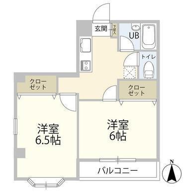 YMO弦巻(2K/2階)の間取り写真
