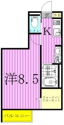 プランドール東松戸(1K/3階)の間取り写真