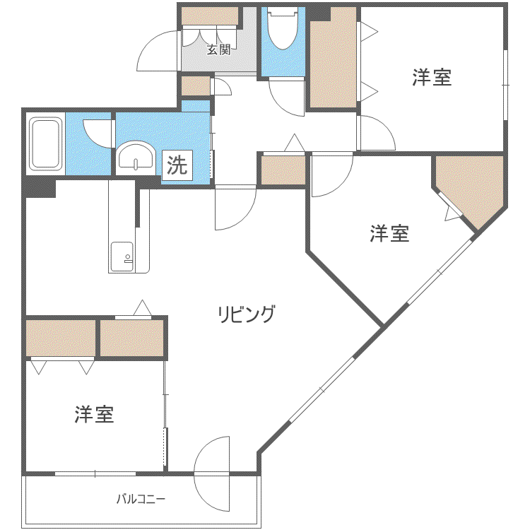 リーフウィング(3LDK/4階)の間取り写真