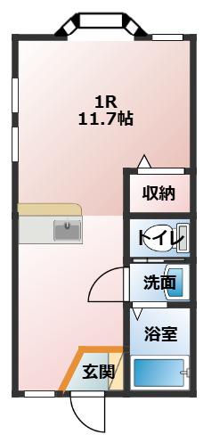 サクラメントハウス21(ワンルーム/1階)の間取り写真