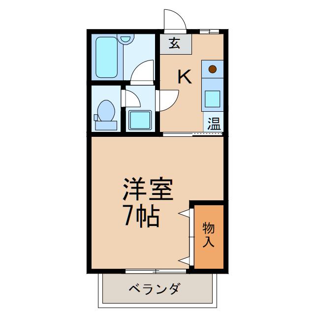コーポアシダII(1K/2階)の間取り写真