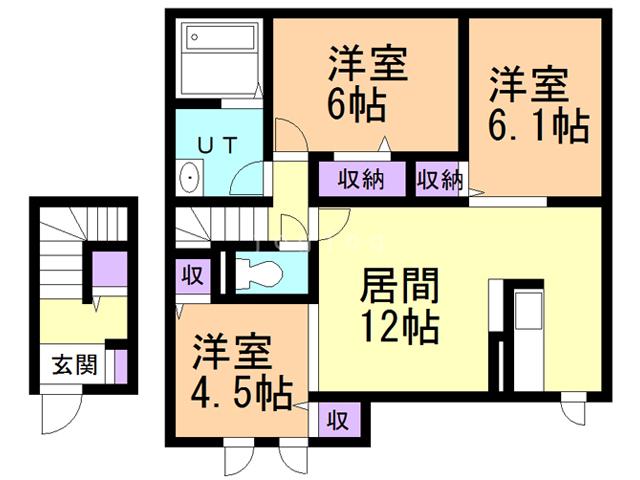 ヴィオーラ旭町A(3LDK/2階)の間取り写真