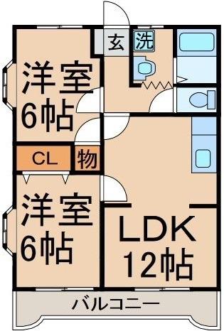CASA MIRA2(2LDK/1階)の間取り写真
