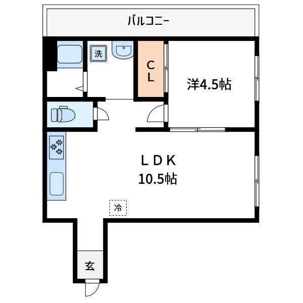 コーポ高津(1LDK/3階)の間取り写真