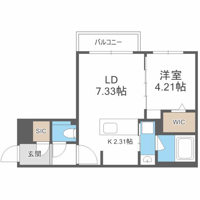 TRYBAL SPACE 北17条 トライバルスペース北17条(1LDK/4階)の間取り写真