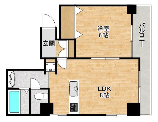 真田山エヌケイビル(1LDK/2階)の間取り写真