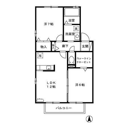 コンフォールB(2LDK/1階)の間取り写真