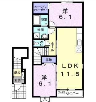 グランデカメリア山の手IX(2LDK/2階)の間取り写真