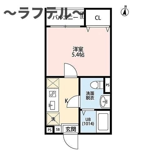 エクセラン所沢(1K/3階)の間取り写真