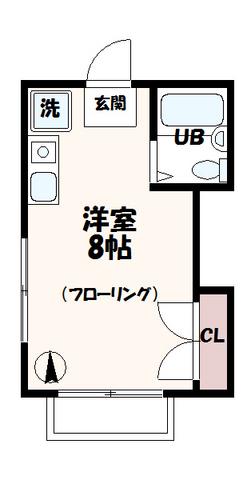 レモンハウス(ワンルーム/2階)の間取り写真