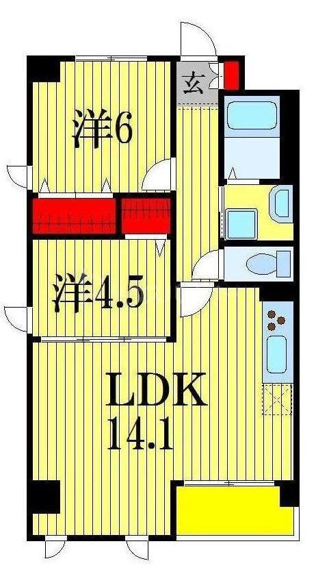 シューペリア(2LDK/4階)の間取り写真