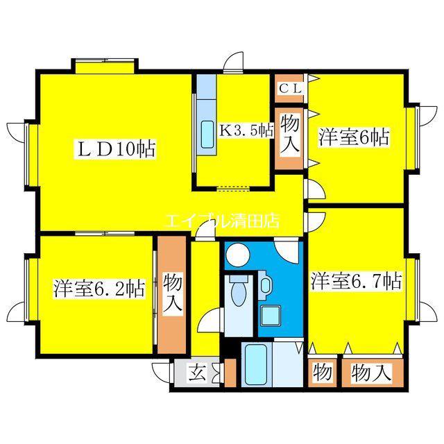 ラ・アヴニールA(3LDK/1階)の間取り写真