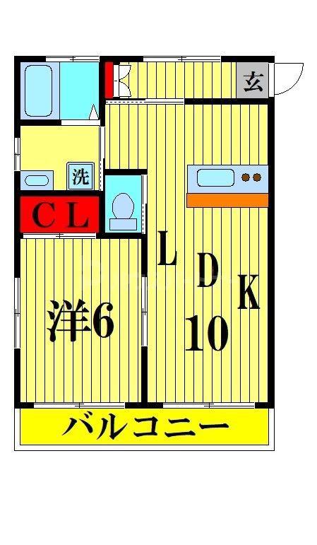 山一木曽根マンション(1LDK/2階)の間取り写真