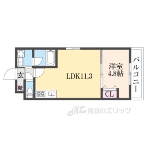 カーサ・フェリーチェ桂(1LDK/2階)の間取り写真