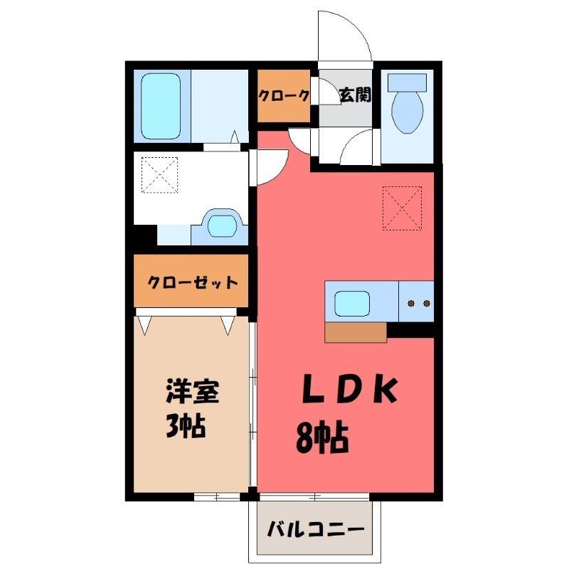 サニーコート高崎(1LDK/2階)の間取り写真