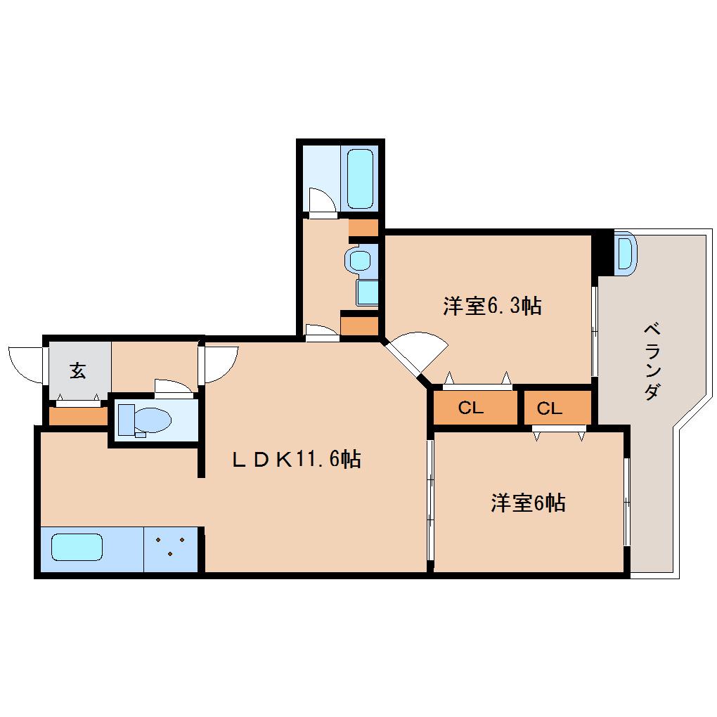 センチュリーアスカX(2LDK/8階)の間取り写真