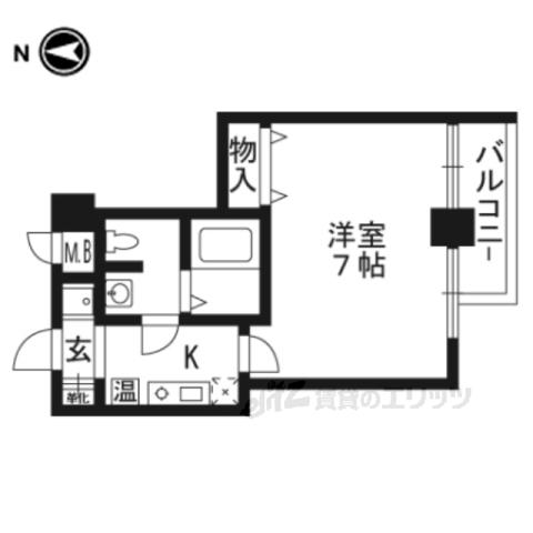 エスクレア出町柳(1K/4階)の間取り写真