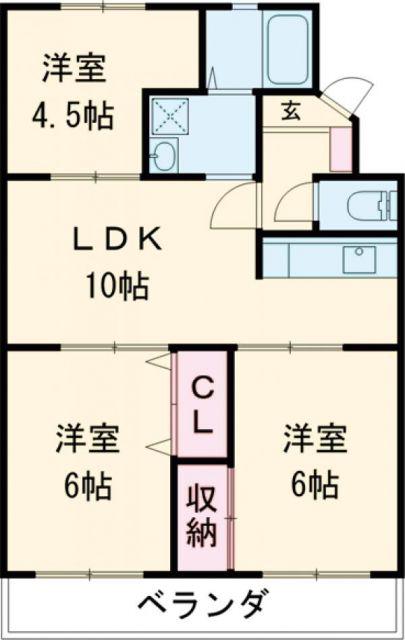 ピュアマンション(3DK/3階)の間取り写真