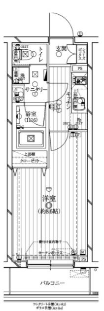レガリス新宿落合(1K/2階)の間取り写真