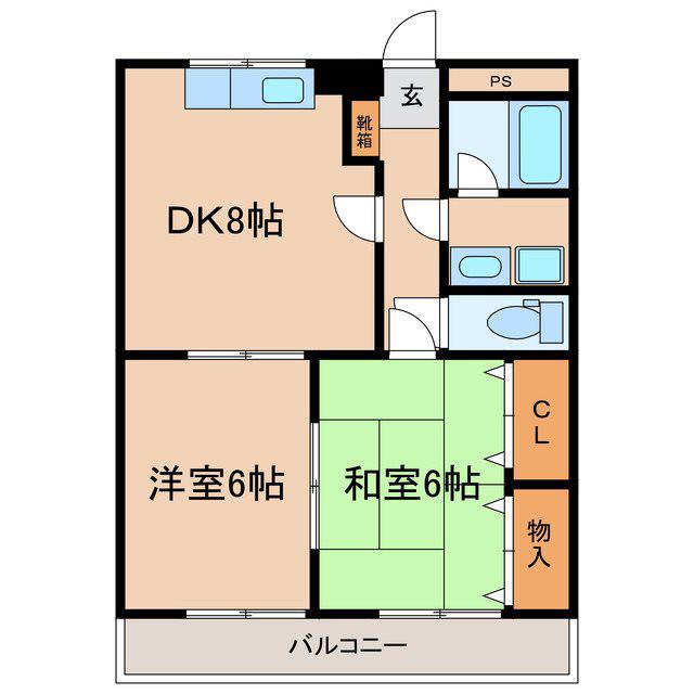 フラワーヒル(2DK/4階)の間取り写真