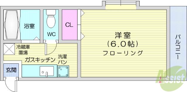 サンパレス清水沼B(1K/1階)の間取り写真