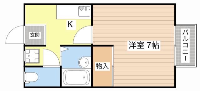 城北ハイツ B(1K/2階)の間取り写真