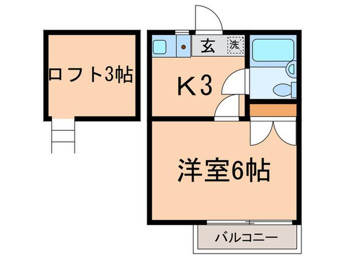 ボナール二番館(1K/2階)の間取り写真